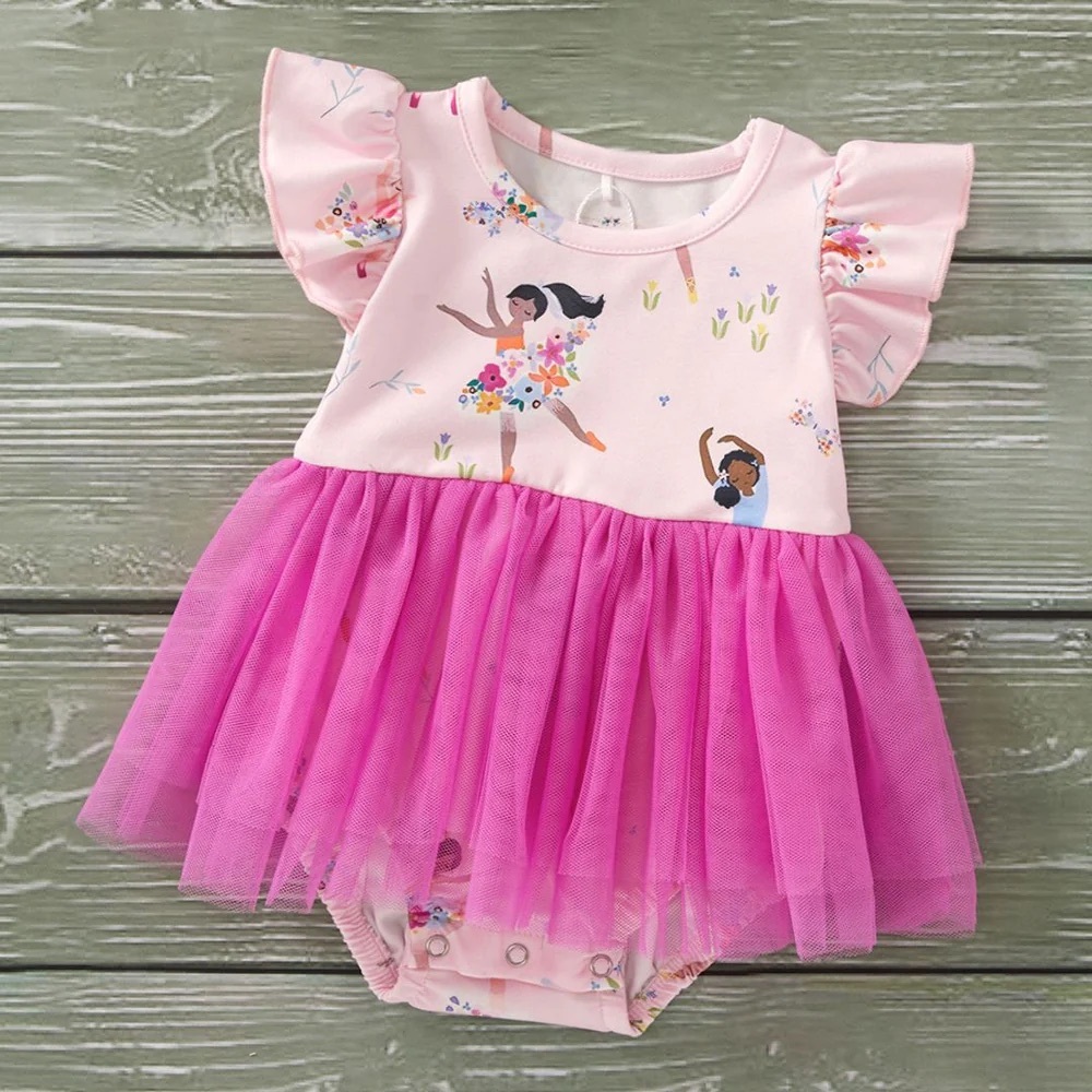 NWT Pete + Lucy Blooming Ballerina Romper with Tulle Skirt